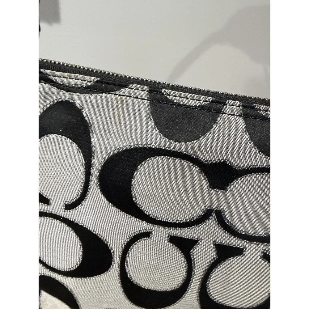 Coach Black & Gray Poppy Signature Sateen Shoulder Bag 18980 Purse F